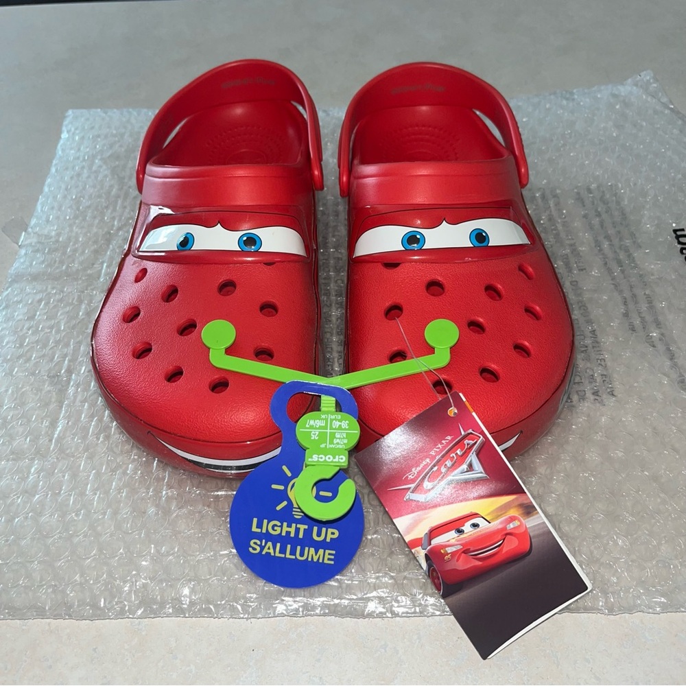 Crocs Clog Lightning McQueen Cars light up Unisex mens 7/ Women 9